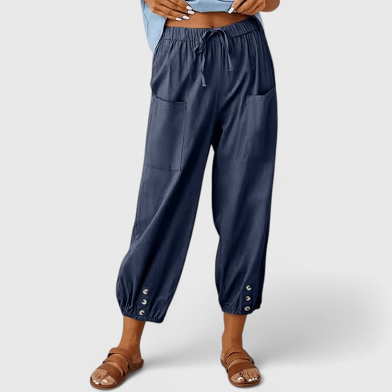 Wide-Leg Pants for Women - Navy Blue