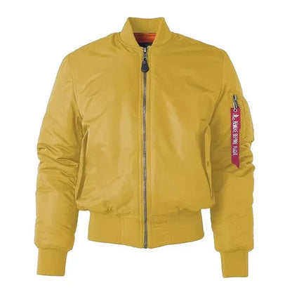 Windproof Bomber Jacket for Women - Yellow