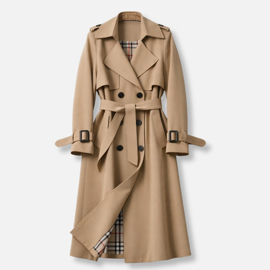 Women’s Belted Trench Coat - Tailored Long Fit - Beige