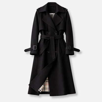 Women’s Belted Trench Coat - Tailored Long Fit - Black