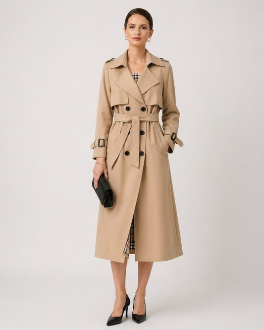 Women’s Belted Trench Coat - Tailored Long Fit