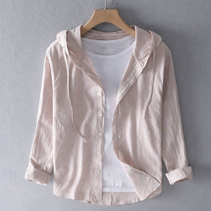 Women's Casual Hooded Shirt - Apricot