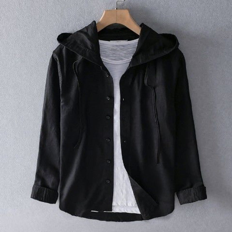 Women's Casual Hooded Shirt - Black