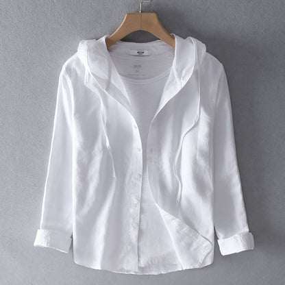 Women's Casual Hooded Shirt - White