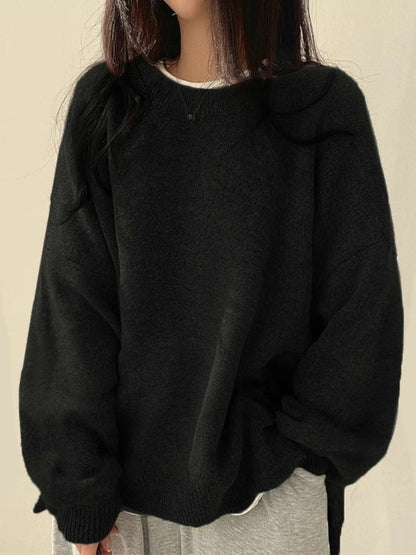 Women's Knit Crewneck Sweater - Black
