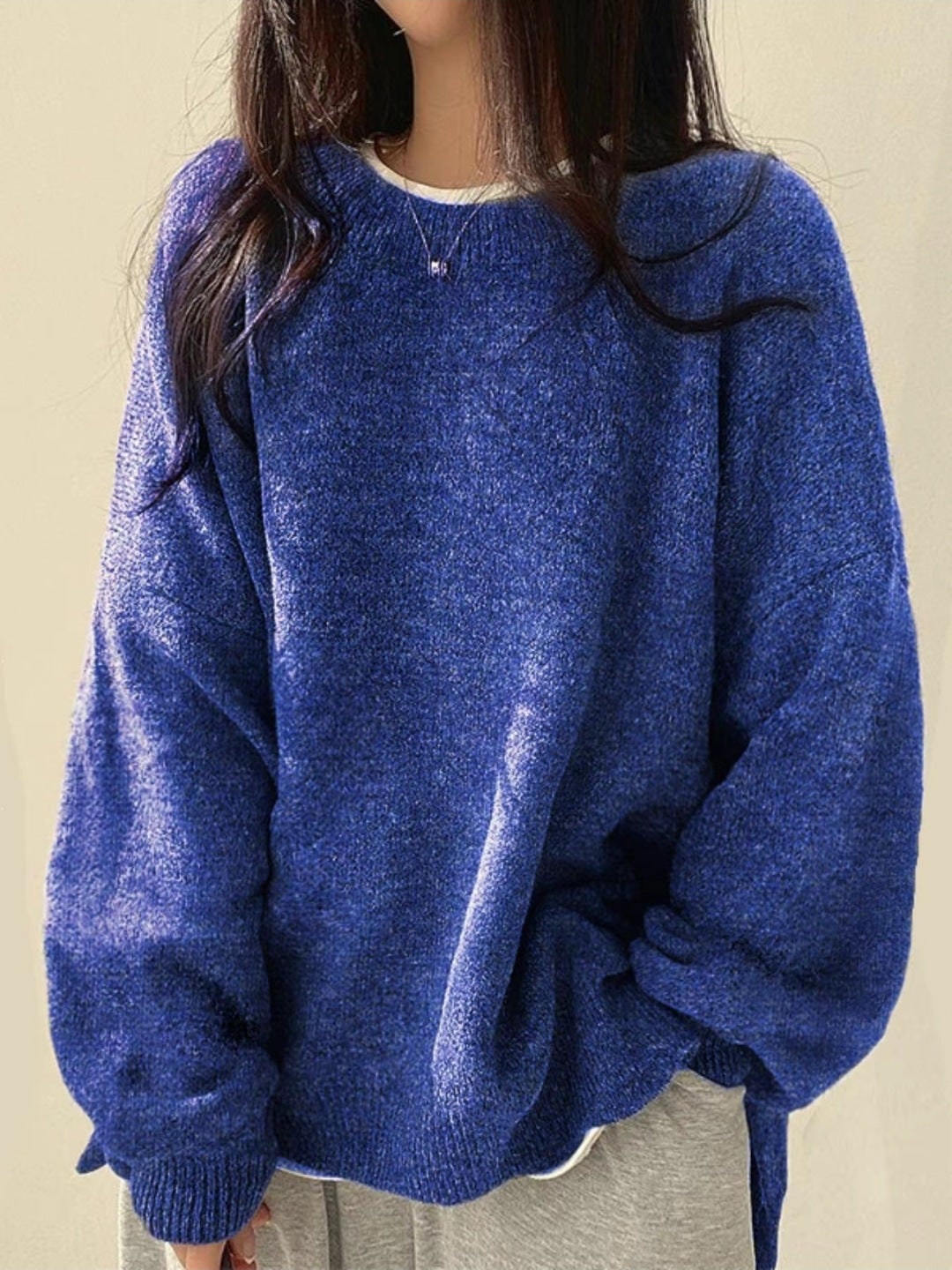 Women's Knit Crewneck Sweater - Blue