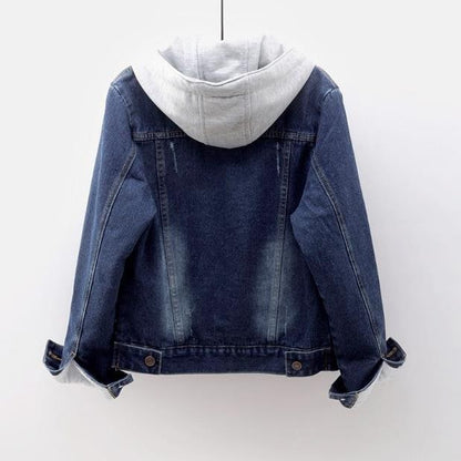 Women's Sherpa-Lined Denim Hoodie Jacket