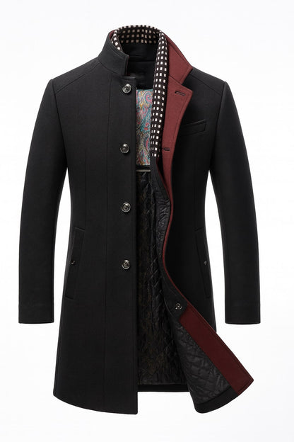 Wool Blend Overcoat - Black